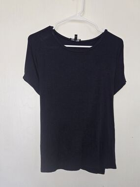 Express Navy Blue Ribbed Short Sleeve Tee Medium